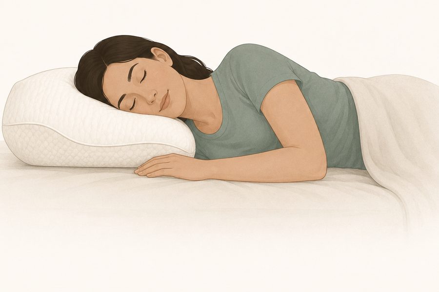 Person resting on their side with a pillow